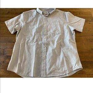 Goodfellow Northrop Slim Fit Mens Size M Light Gray Striped Short Sleeve Shirt